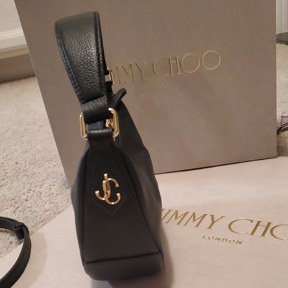 Jimmy Choo Black Leather Tote with Gold Details